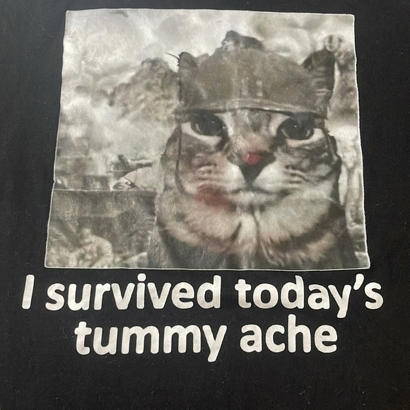 Funny Cat Graphic T-Shirt - Black - Picture 2 of 9